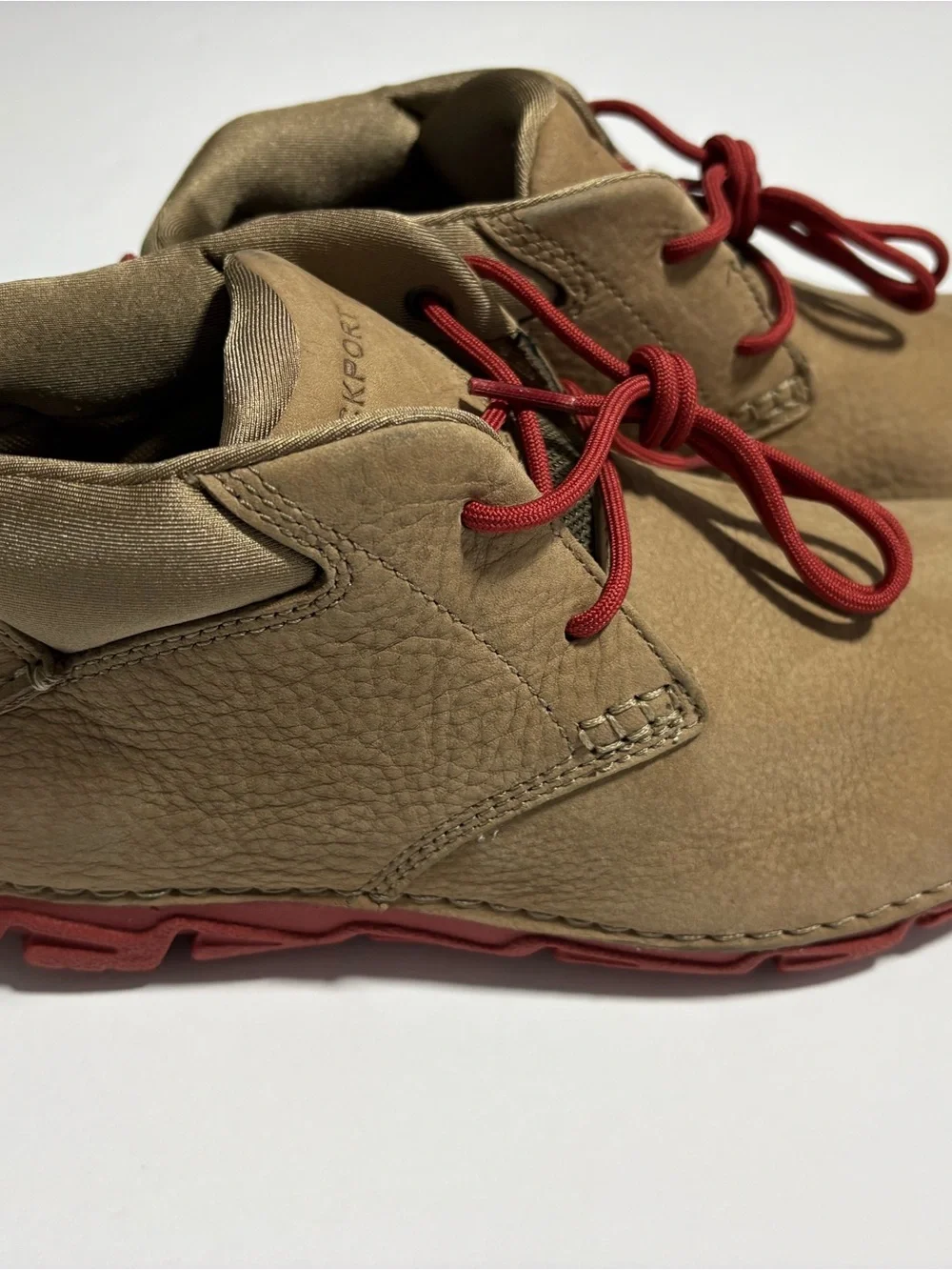 Rockport Men’s Chukka Shoes in Tan with Red Laces